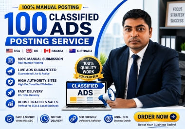 I will create 100 high authority classified ads backlinks for SEO