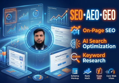 I will do on page SEO,  AEO,  GEO optimization and keyword research for higher rankings