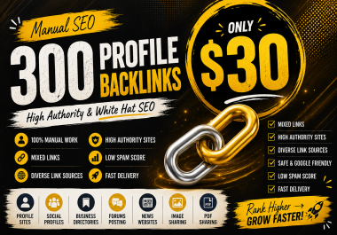I Will Create 300 High Authority Manual Profile Backlinks for SEO,  Google Ranking & Off Page SEO