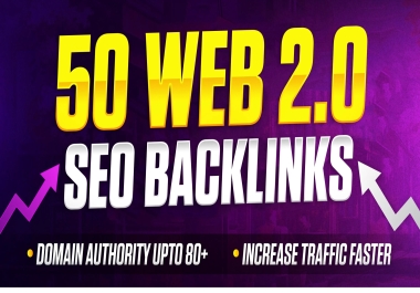 Build 50 High Authority Web 2.0 SEO Backlinks to Increase Google Rankings and Domain Authority.