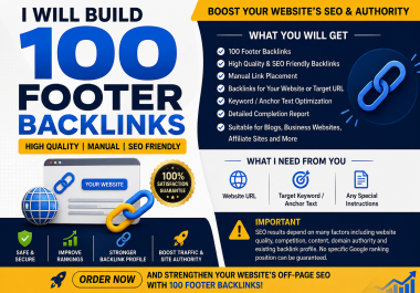 I Will Build 100 High Quality Footer Backlinks for SEO