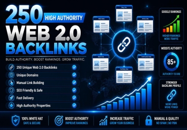 250 High Authority Web 2.0 Backlinks for SEO Rankings