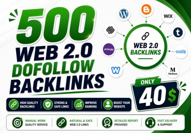 I Will Build 500 High Quality Web 2.0 Dofollow Backlinks for SEO