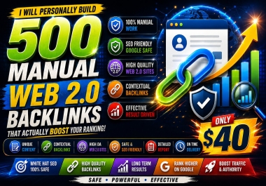 I will create 500 manual profile and web 2.0 backlinks