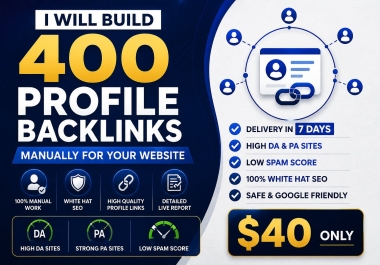 I will build 400 profile backlinks for your website