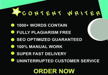 Professional 500+ words content writing fully SEO friendly and Plagiarism free