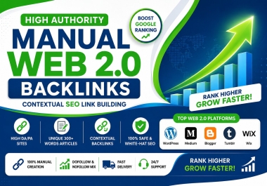 I will create manual high authority web 2.0 backlinks with unique content
