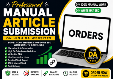 100 Article manual article submission on high DA websites for SEO