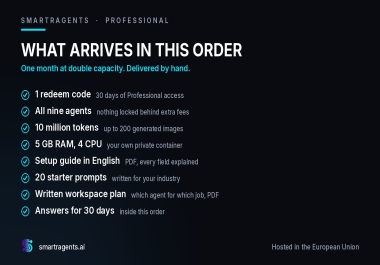 Professional AI Workspace,  9 Agents and 10 Million Tokens,  30 Days