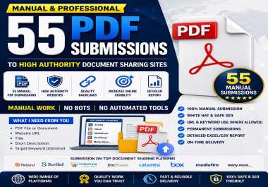I Will provide PDF to 55 High Authority Document Sharing Sites