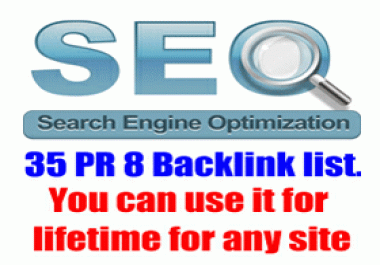 Provide you list of 36 HIGH PR8-PR9 authority BackLink sites,  make unlimited High Quality BL + bonus