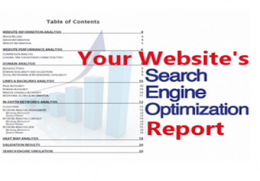 Full SEO Report Refering,  Backlinks,  TLDs,  Keywords