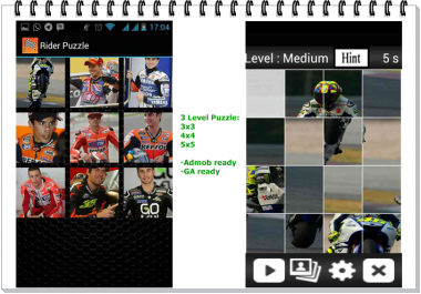 create your puzzle game android app with Admob,  push notication and market ready