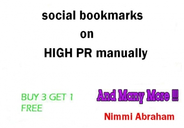 I will manually Bookmark in Top 30 PR8 to PR4 Social bookmarking sites for