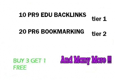 Dofollow 2 Tier Link Pyramid using 10PR9 Edu Domains with 20 PR6 Social Bookmarks