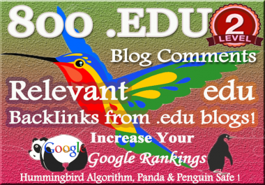 800 relevant edu blog Comment Backlinks to improve your Google rank for