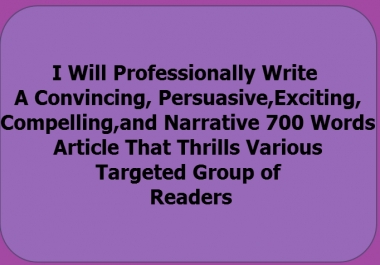 I Will Write a Unique 700 Words Article