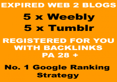Register 5 expired Weebly & 5 expired Tumblr Blogs with Backlinks