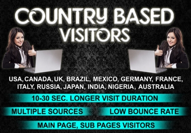 LOW BOUNCE UK, USA,  EUROPE,  AUSTRALIA website traffic visitors