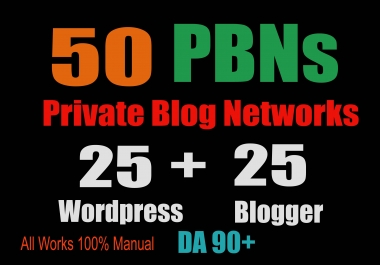 50 PBN POSTs Blogger and WordPress 90 High DA
