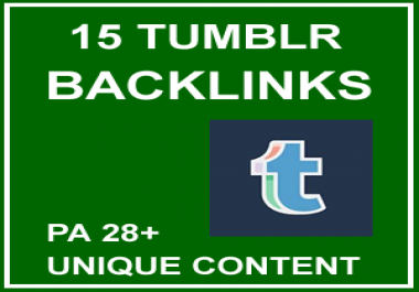 15 High PA 28+ Rank Pushing Tumblr Backlinks