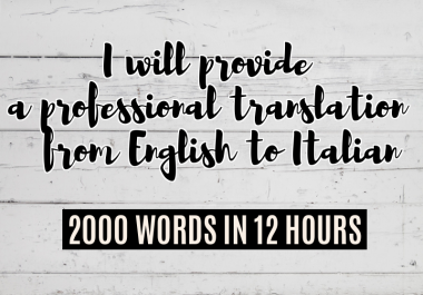Translation from english to italian up to 2000 words