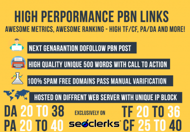 Ranking Solution - DA& TF UPTO 35 5 Permanent Dofollow PBN Links