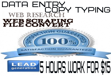 Do any kind of data entry & Web scraping, web Research work for 5 hours