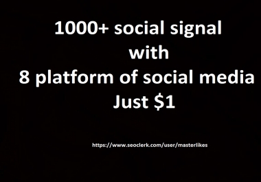 1000+ High Quality social signal with 8 platform of social media