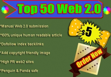 create 100 What Hat SEO Service 50 web 2.0 backlinks for google ranking