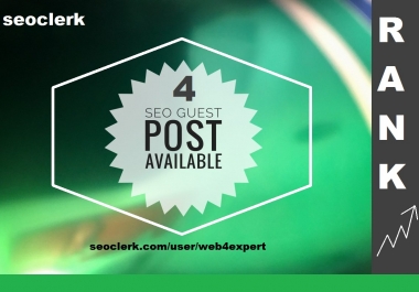 4 SEO Quality guest posts with traffic rank improve PR niche 1000 words posts
