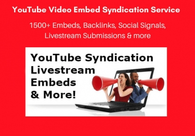 1500+ Viral You Tube SEO Embeds 500 Livestreams,  Backlinks,  Signals + More