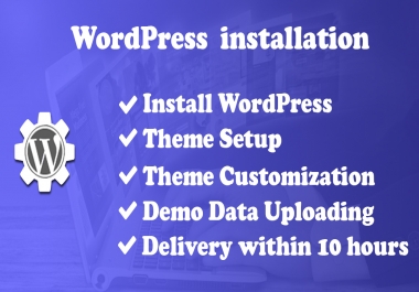 I will do WordPress installation,  theme setup,  plugin install,  basic seo