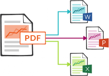 Convert 50 pages from pdf to word,  Excel,  Power Point with correct formatting
