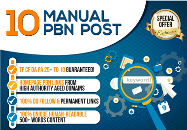 10 manual pbn post dofollow backlinks high quality promotion