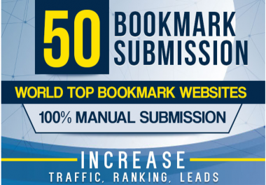 manually 50 bookmark submission backlinks,  high pa da cf tf for promotion