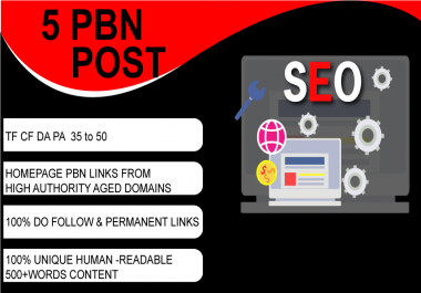 Homepage high DA PA CF TF 35 Plus 5 PBNs Backlinks