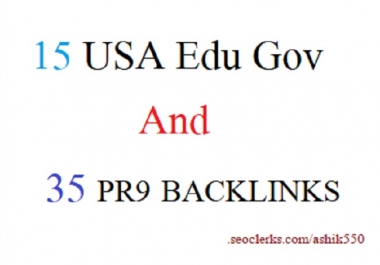 15USA EDU GOV 35 PR9 SEO Backlinks for your websites
