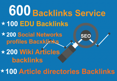 Unique 100 EDU,  200 Social Networks profiles,  200 Wiki articles,  100 Article directories Backlinks