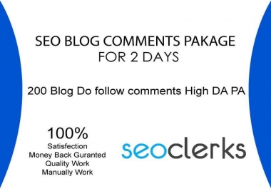 Do Manually 200 Seo Blog Comments Dofollow Link On High Da Pa